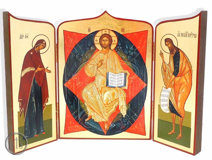 HolyTrinityStore Image - Deeses (Christ Enthroned ), Hand Enhanced Serigraph Icon Triptych
