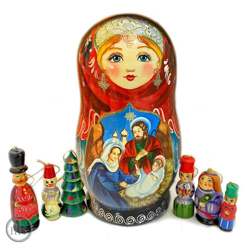 Product Image - Open-Up Matreshka Doll with Christmas Ornaments 