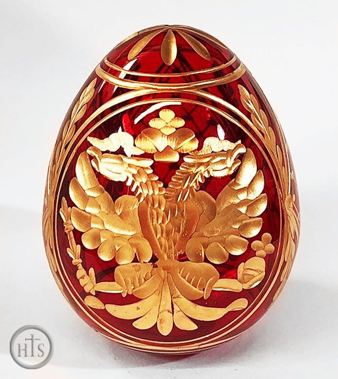 Product Picture - Imperial Crystal Egg with Double Headed Eagle, Red