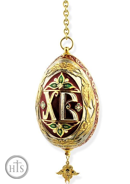 Product Picture - Heavy Gold Plated Easter Egg,  Resurrection of Christ  & Angels, XB