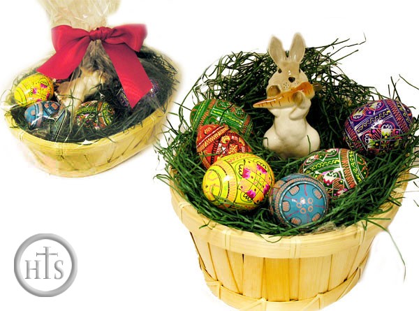 Pic - Pascha (Easter)  Gift Set with 6 Eggs & Porcelain Bunny