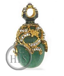 Picture - Faberge Style Egg Pendant  wwith Jade (Nefrit), Sterling Silver, Gold Finish