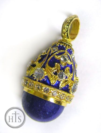 Product Pic - Faberge Style Egg Pendant With Lapis Stone