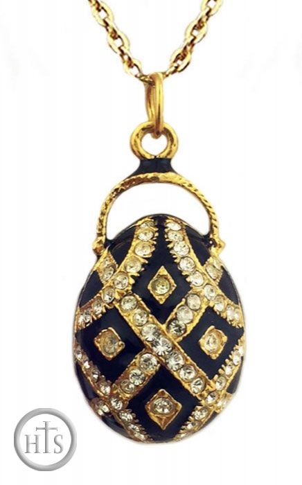 HolyTrinityStore Picture - Egg Pendant Faberge Style, Sterling Silver 925, Gold Gilding