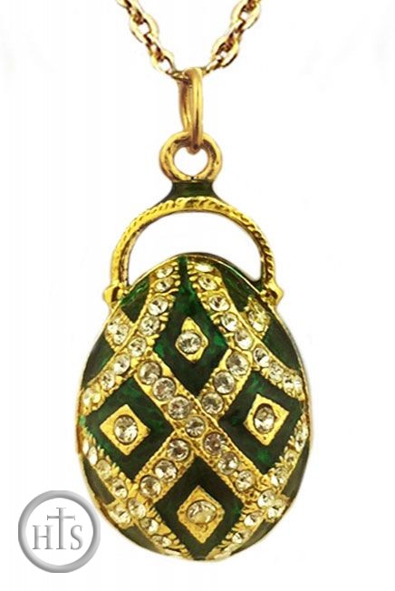 HolyTrinityStore Photo - Egg Pendant Faberge Style, Sterling Silver 925, Gold Gilding