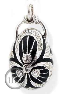 Pic - Faberge Style Pendant Egg, Sterling Silver 925
