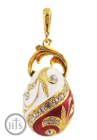 Photo - Faberge Style Pendant Egg, Sterling Silver, Gold Gilded