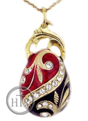 Product Photo - Faberge Style Pendant Egg, Sterling Silver, Gold Gilded