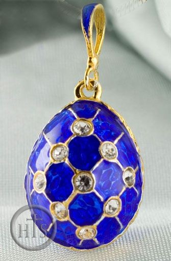 HolyTrinity Pic - Faberge Style Egg Pendant, Sterling Silver 925 Gold Plated