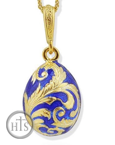 Pic - Tiny Egg Pendant. Sterling Silver 925, Gold Plated