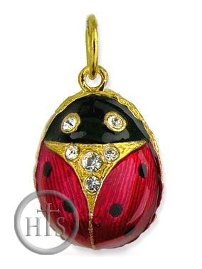 Image - Egg Pendant Ladybug, Sterling Silver, Gold Plated