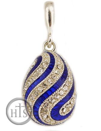 HolyTrinityStore Picture - Egg Pendant, Faberge Style,  Sterling Silver 925 