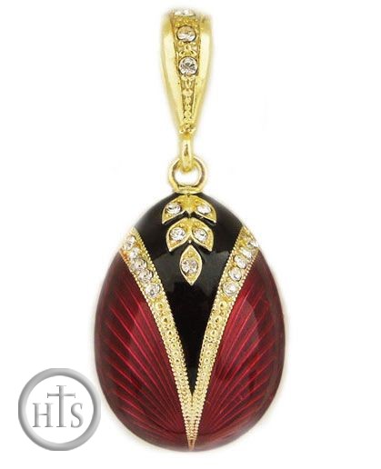 HolyTrinityStore Photo - Egg Pendant, Faberge Style,  Sterling Silver 925,  Gold Gilded 18 KT 