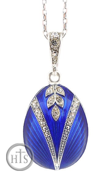 HolyTrinityStore Picture - Egg Pendant, Faberge Style,  Sterling Silver 925