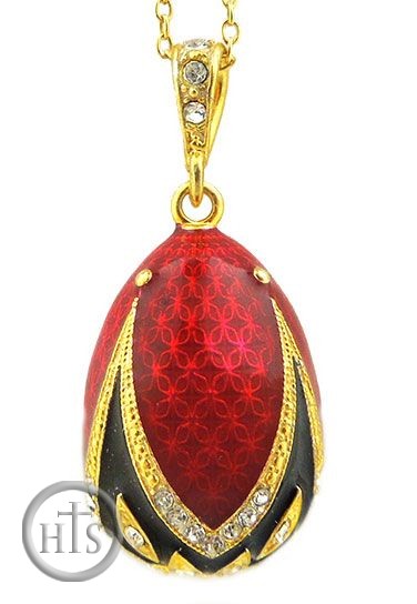 HolyTrinityStore Image - Egg Pendant, Faberge Style,  Sterling Silver 925,  Gold Gilded 