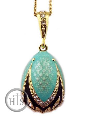 Image - Egg Pendant, Sterling Silver,  Gold Gilded, Turquoise 