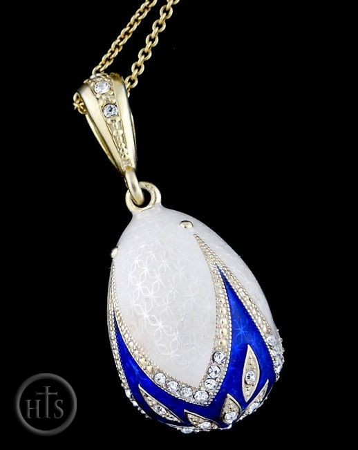 Product Image - Egg Pendant, Sterling Silver,  Gold Gilded, White