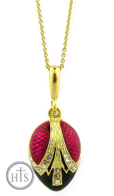 Image - Sterling Silver Gold Plated Egg Pendant  with  Chain
