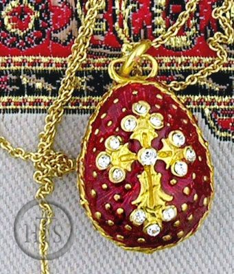 HolyTrinityStore Picture - Gold Plated Enameled Egg Pendant with 18
