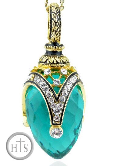Product Pic - Pendant Egg with Emerald, Sterling Silver, Gold Gilded