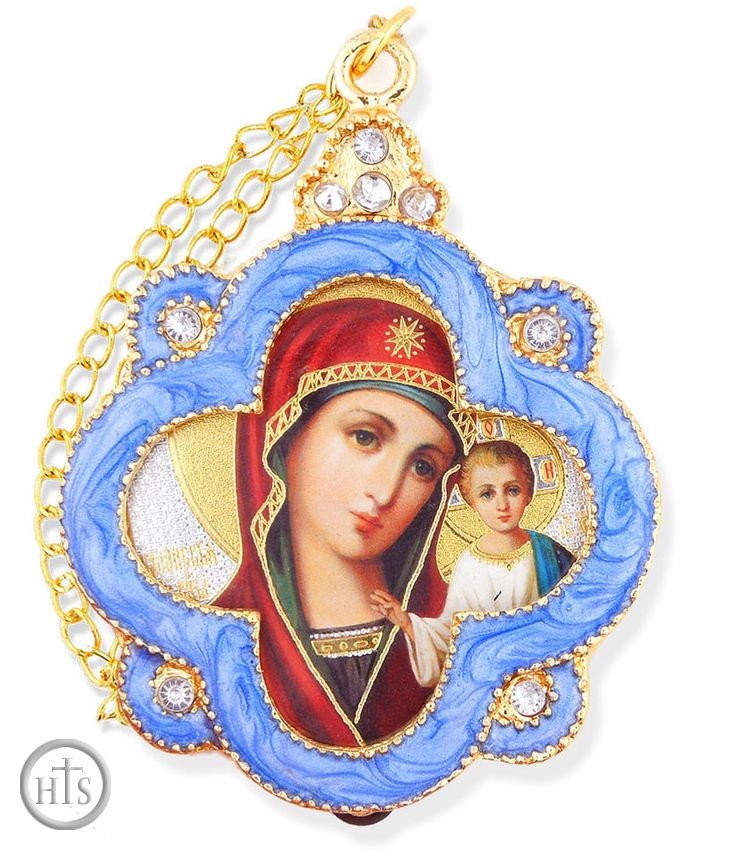 Pic - Virgin of Kazan, Faberge Inspired Enamel Framed Icon Ornament