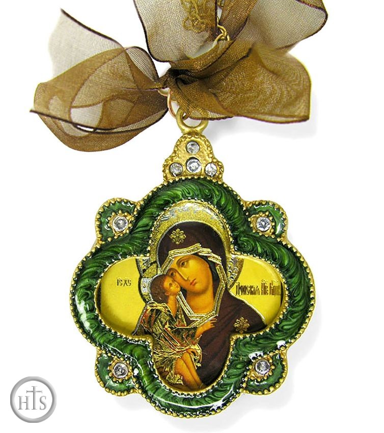 HolyTrinityStore Image - Virgin Mary of Don (Donskaya), Enamel Framed Icon Ornament