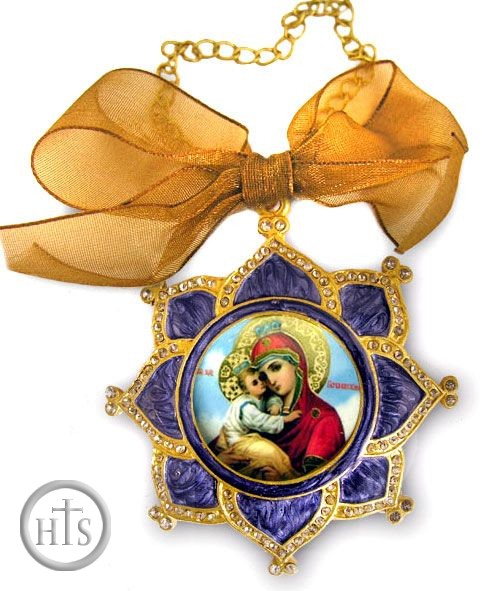 HolyTrinityStore Photo - Virgin Mary Pochaevskaya, Enamel Framed Icon Ornament