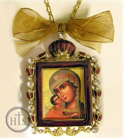 Product Photo - Enamel Framed Virgin of Vladimir Icon Ornament