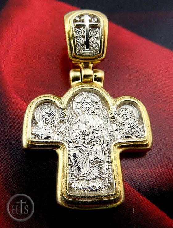 HolyTrinityStore Image - Engraved Reversible Cross with Christ and Virgin Mary, Small