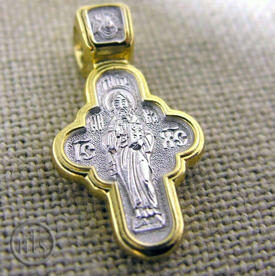 Product Photo - Christ Almighty & Virgin of Sorrows, Sterling Silver, Gold Plated Cross