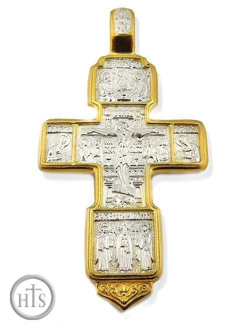 Product Image - Engraved Orthodox Reversible Cross, Sterling Silver/Gold Plated, Large