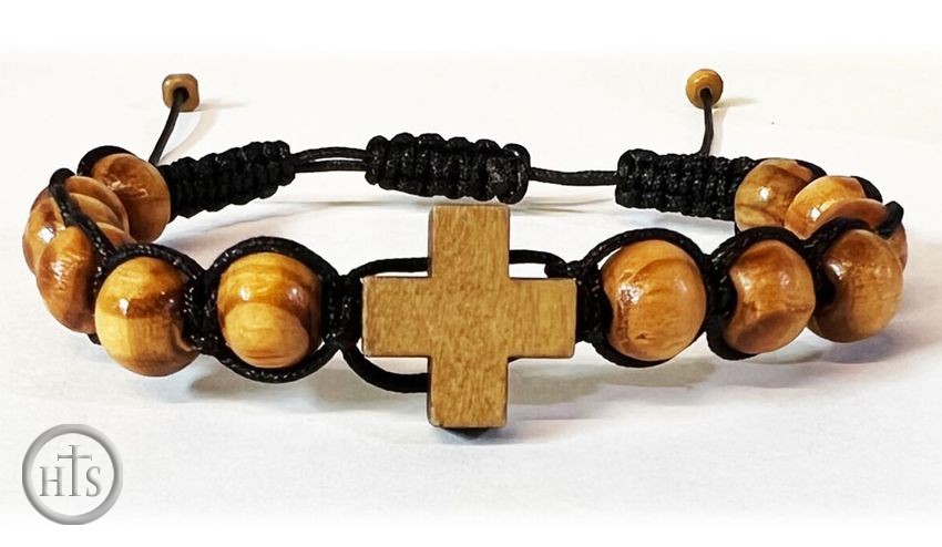 Image - Expandable Wooden Bracelet With Cross
