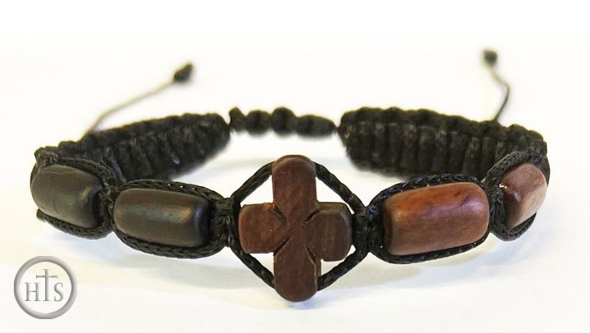 HolyTrinityStore Picture - Expandable Wooden Bracelet With Cross
