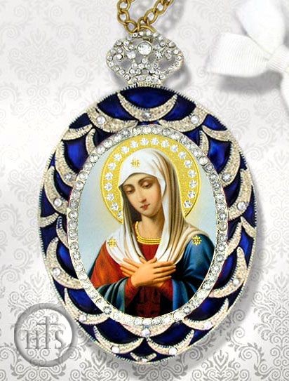 HolyTrinityStore Photo - Virgin Mary Extreme Humility, Framed  Icon Pendant with Chain