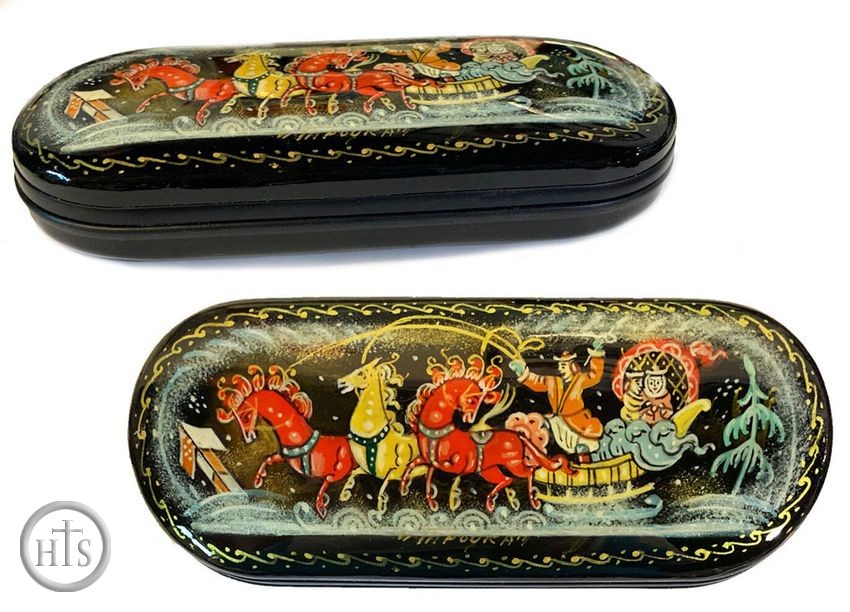 Photo - Lacquer Hard Eyeglass Case Box, Hand Painted