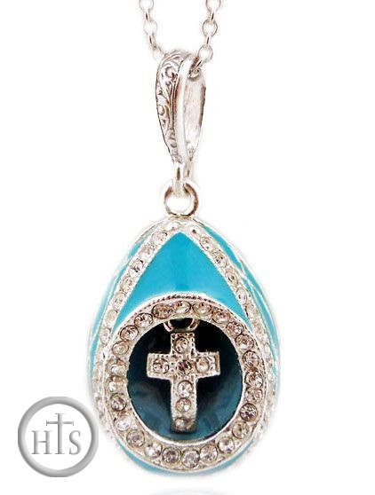 Product Pic - Egg Pendant with Moving Cross, Sterling Silver 925