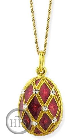 HolyTrinity Pic - Faberge Style Pendant Egg, Sterling Silver, Gold Plated, with Chain