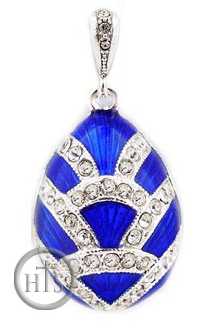 HolyTrinityStore Picture - Faberge Style Egg Pendant, Sterling Silver 925, Hand Enameled
