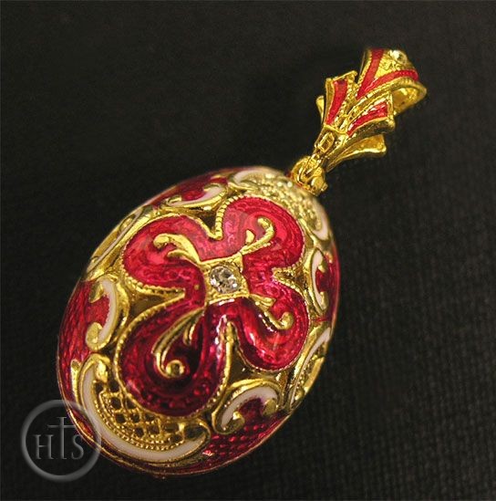 Image - Faberge Style Pendant Egg Sterling Silver, Gold Plated