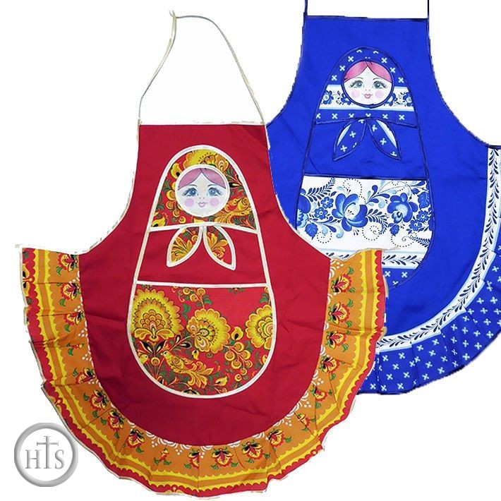 HolyTrinity Pic - Fabric Matreshka Apron for Kids, Assorted Red and Blue Colors 