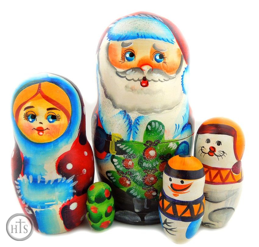 Product Image - Santa Claus (Father Frost), 5 Nested Wooden Dolls 