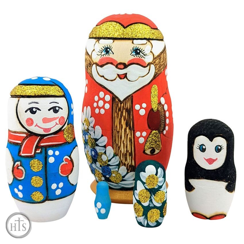 Product Pic - Santa Claus (Father Frost), 5 Nesting Wooden Dolls 