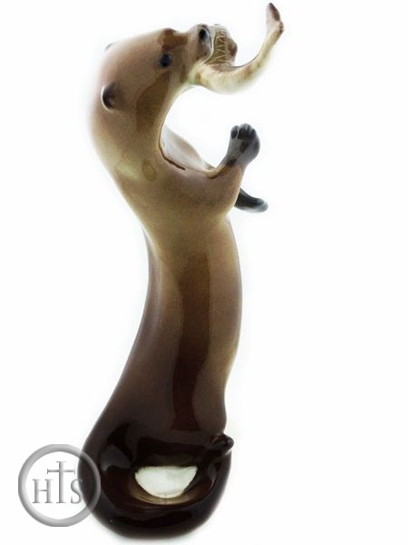 Photo - Lomonosov Porcelain Figurine Otter with Fish