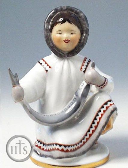 Picture - Lomonosov Porcelain Figurine Yakut with Fish
