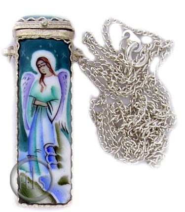 Product Photo - Angel Prayer Box  with Chain. Melchior (Filigree) with Enamel (Finift)