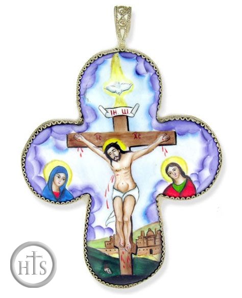 Photo - Melchior (Filigree) Cross with Enamel (Finift) Crucifix Icon, Large