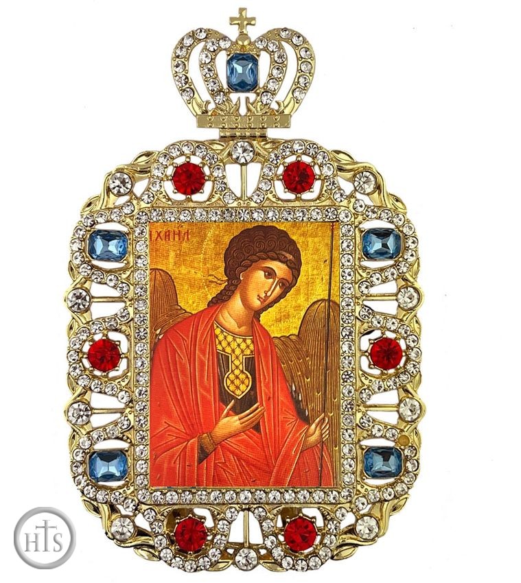 Product Picture - Archangel Michael Supplicating, Jeweled Framed Greek Byzantine Icon 
