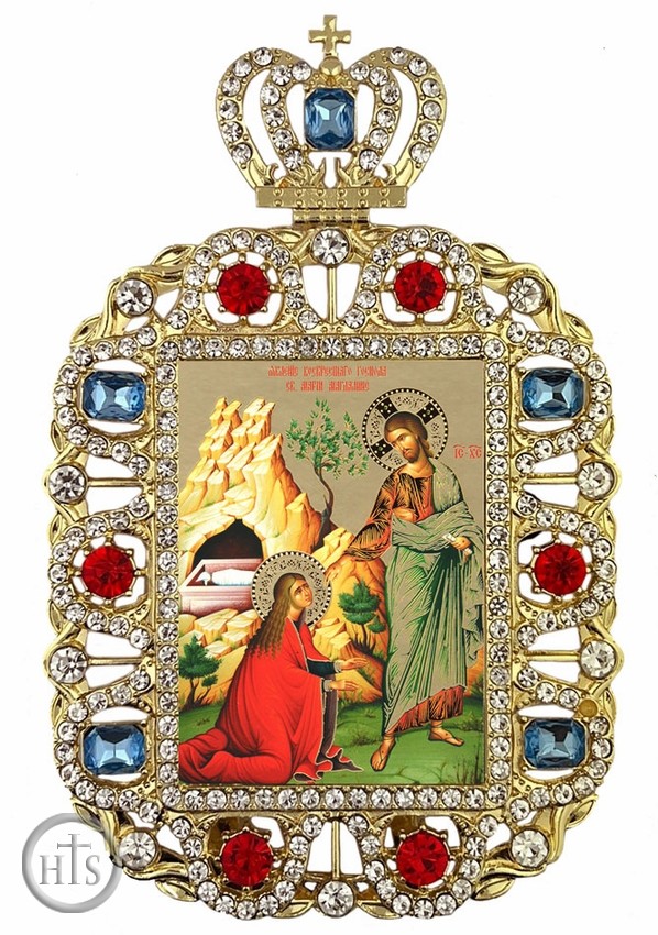 Image - Christ Appearing to Mary Magdalene, Jeweled Framed Icon With Crown