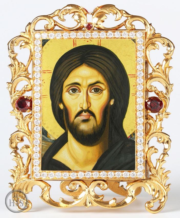 Product Image - Christ of Sinai, Jeweled Framed Icon With Stand and Chain