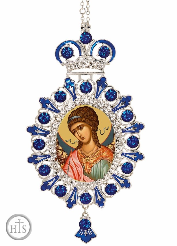 Product Picture - Guardian Angel, Jeweled  Icon Ornament with Chain